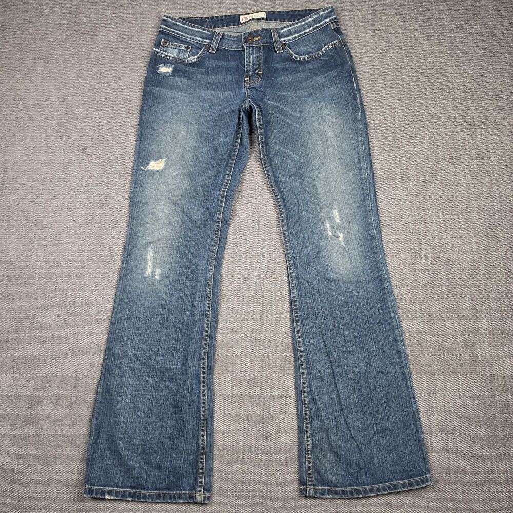 BKE Denim Star 18 Women's Low Rise Bootcut Distressed Jeans Size 29x31.5